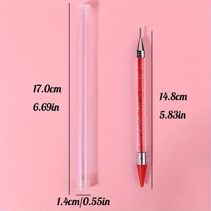 Nails Art Brush For Manicure Double Head Point drill pen Dot Painting Point Pen Rhinestone Picker Wax Pencil Crystal Handle Tool