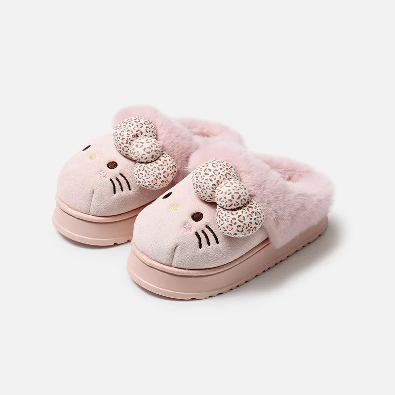 Hello Kitty Cartoon Cute Cotton Slippers Women Autumn Winter Anti Slip Wear-Resistant Warm Plush Eva Slippers Outdoor Home Gift