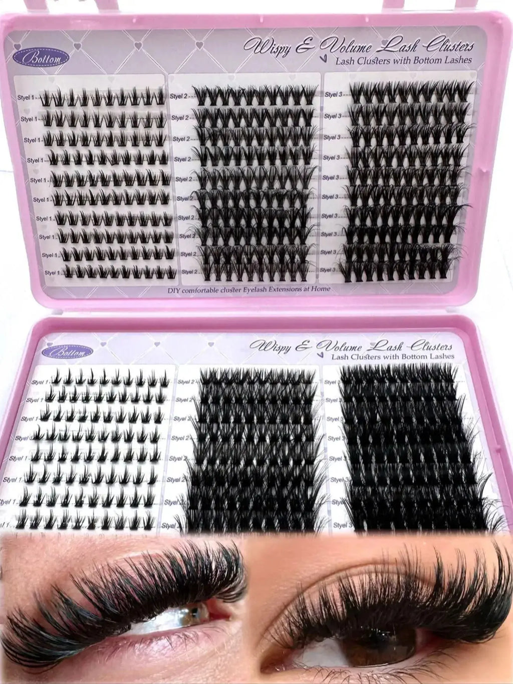 UMIRYAO New 640 Cluster Lashes Kit Thick Eyelash Extension Kit Volume Mixed Tray Faux Mink Lashes Lash Extension Makeup
