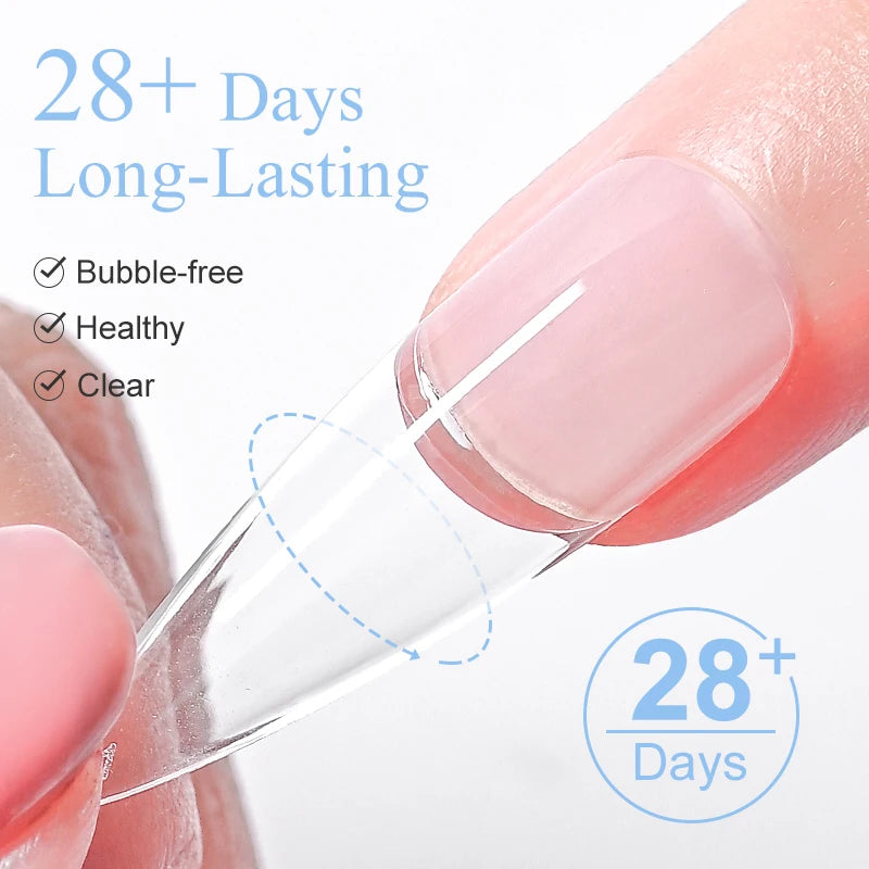 MSRUIOO 10ml Clear Solid Nail Tips Gel Long Lasting Bubble-free UV/LED Building Gel for Nails Home Salon Manicure DIY Design