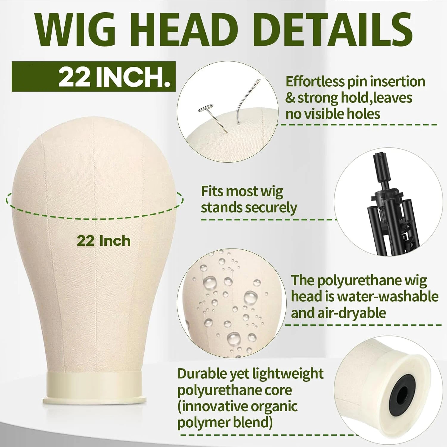 22'' Wig Mannequin Head With Tall Wig Stand Tripod for Wigs,Wig Stand with Head for Hair Styling Practice Display Wigs Making