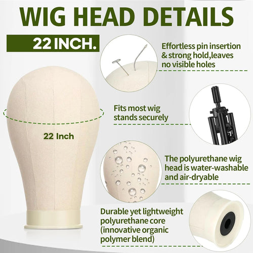 22'' Wig Mannequin Head With Tall Wig Stand Tripod for Wigs,Wig Stand with Head for Hair Styling Practice Display Wigs Making