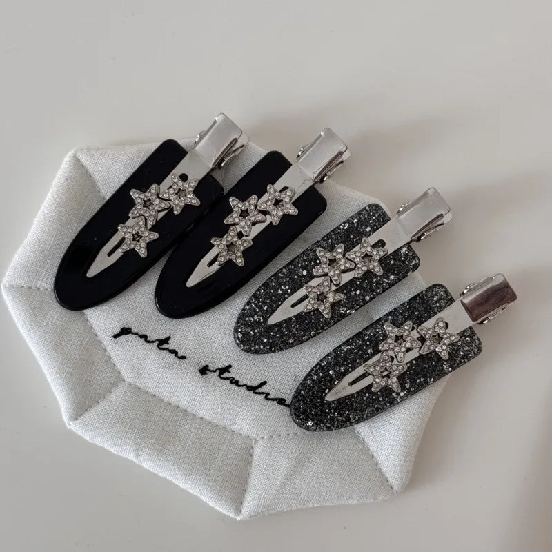 Flash diamond star barrettes seamless hair clip retro fashion bangs hairpin hair accessories acetic acid makeup