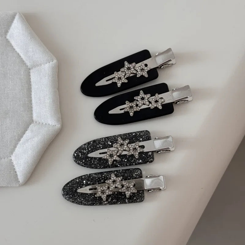 Flash diamond star barrettes seamless hair clip retro fashion bangs hairpin hair accessories acetic acid makeup