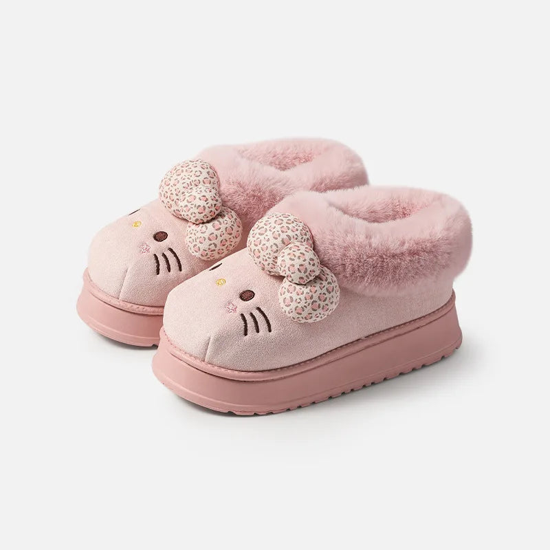 Hello Kitty Cartoon Cute Cotton Slippers Women Autumn Winter Anti Slip Wear-Resistant Warm Plush Eva Slippers Outdoor Home Gift