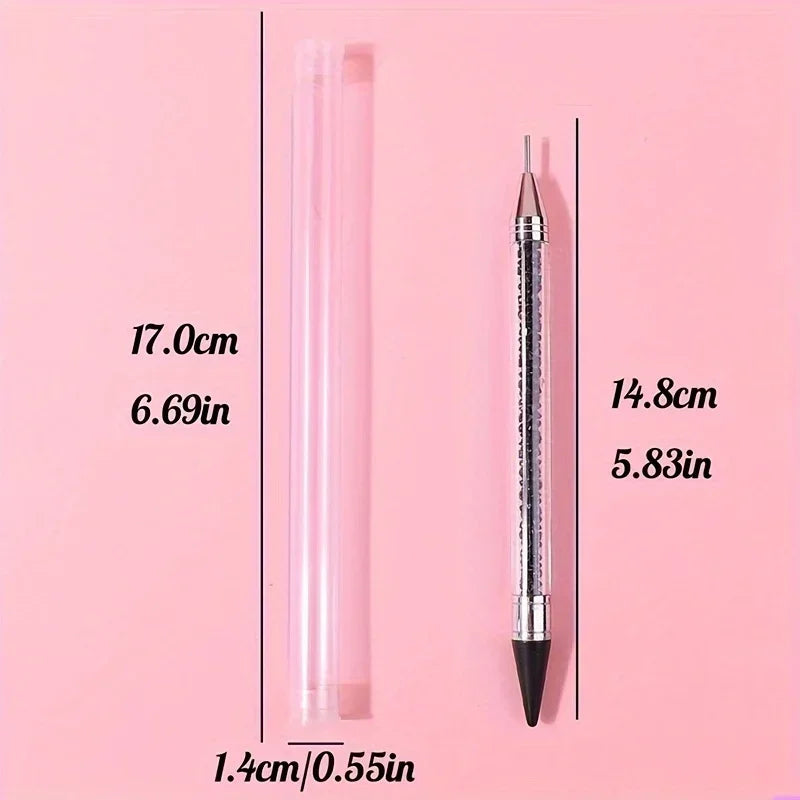 Nails Art Brush For Manicure Double Head Point drill pen Dot Painting Point Pen Rhinestone Picker Wax Pencil Crystal Handle Tool