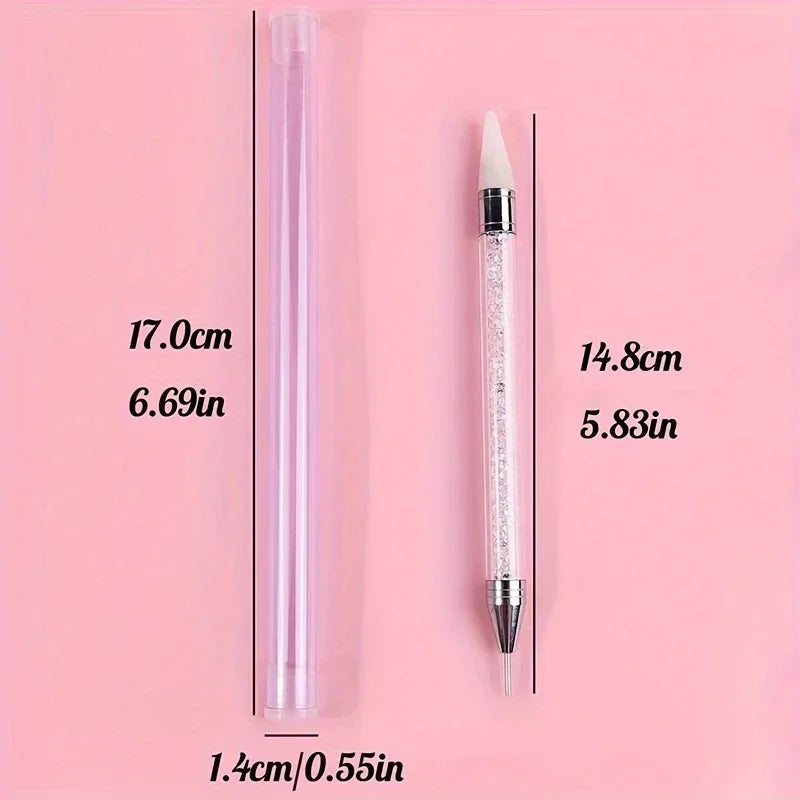 Nails Art Brush For Manicure Double Head Point drill pen Dot Painting Point Pen Rhinestone Picker Wax Pencil Crystal Handle Tool