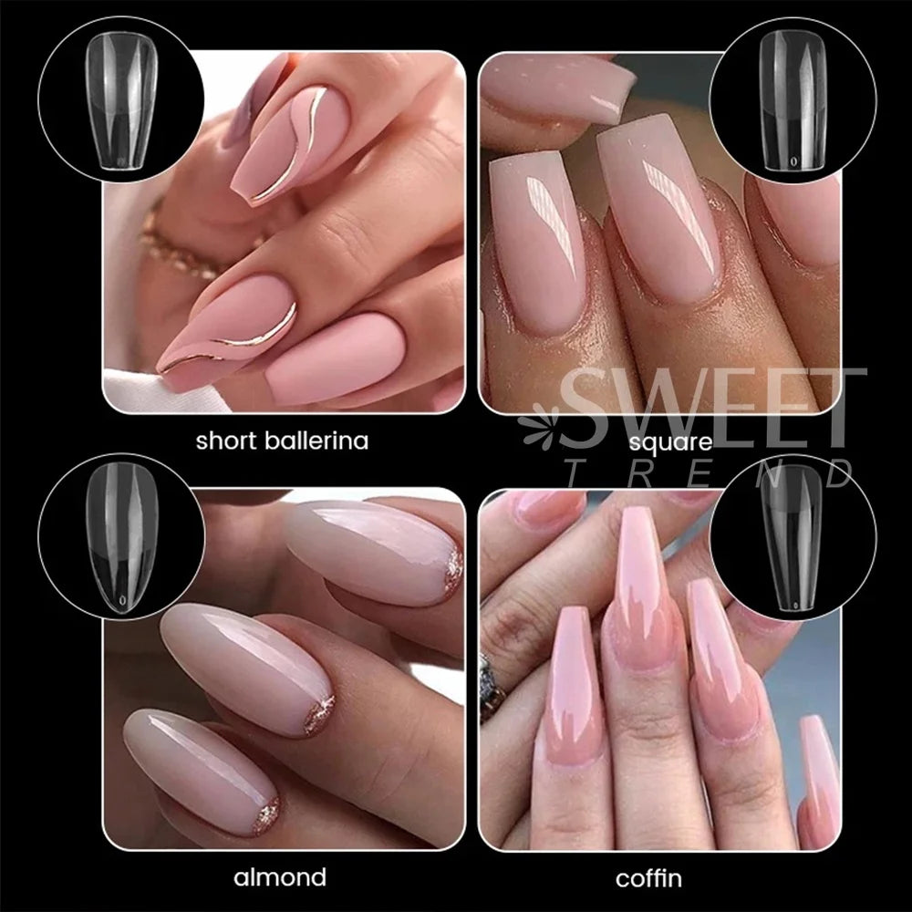 550pcs Soft Gel Nail Tips Medium Short Almond Coffin Full Cover Matte Extension Tool Acrylic Press on Nail French Manicure Decor