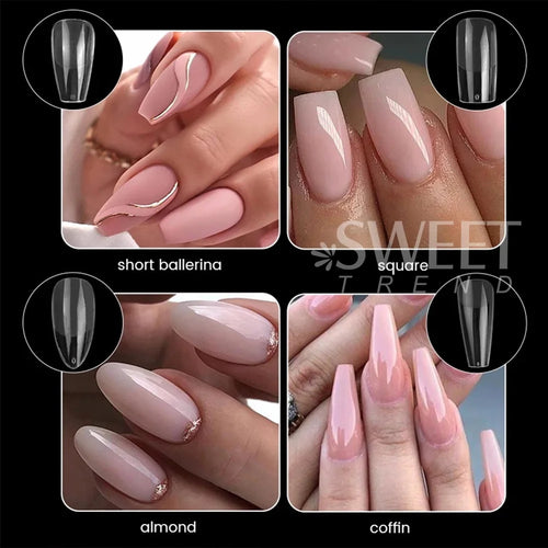 550pcs Soft Gel Nail Tips Medium Short Almond Coffin Full Cover Matte Extension Tool Acrylic Press on Nail French Manicure Decor