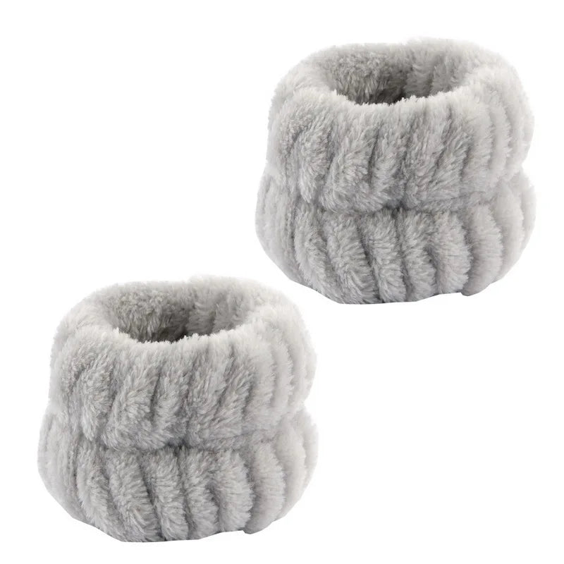 1set Women Wrist Towels For Washing Face Soft Bow Headband Girls Wrist Wash Band Pink Face Wash Wristband Spa skincare Hairbands