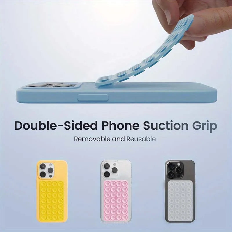 Silicone Suction Cup Phone Case Mount Double Sided Hands-Free Strong Grip Holder for Selfies and Videos for iPhone Android