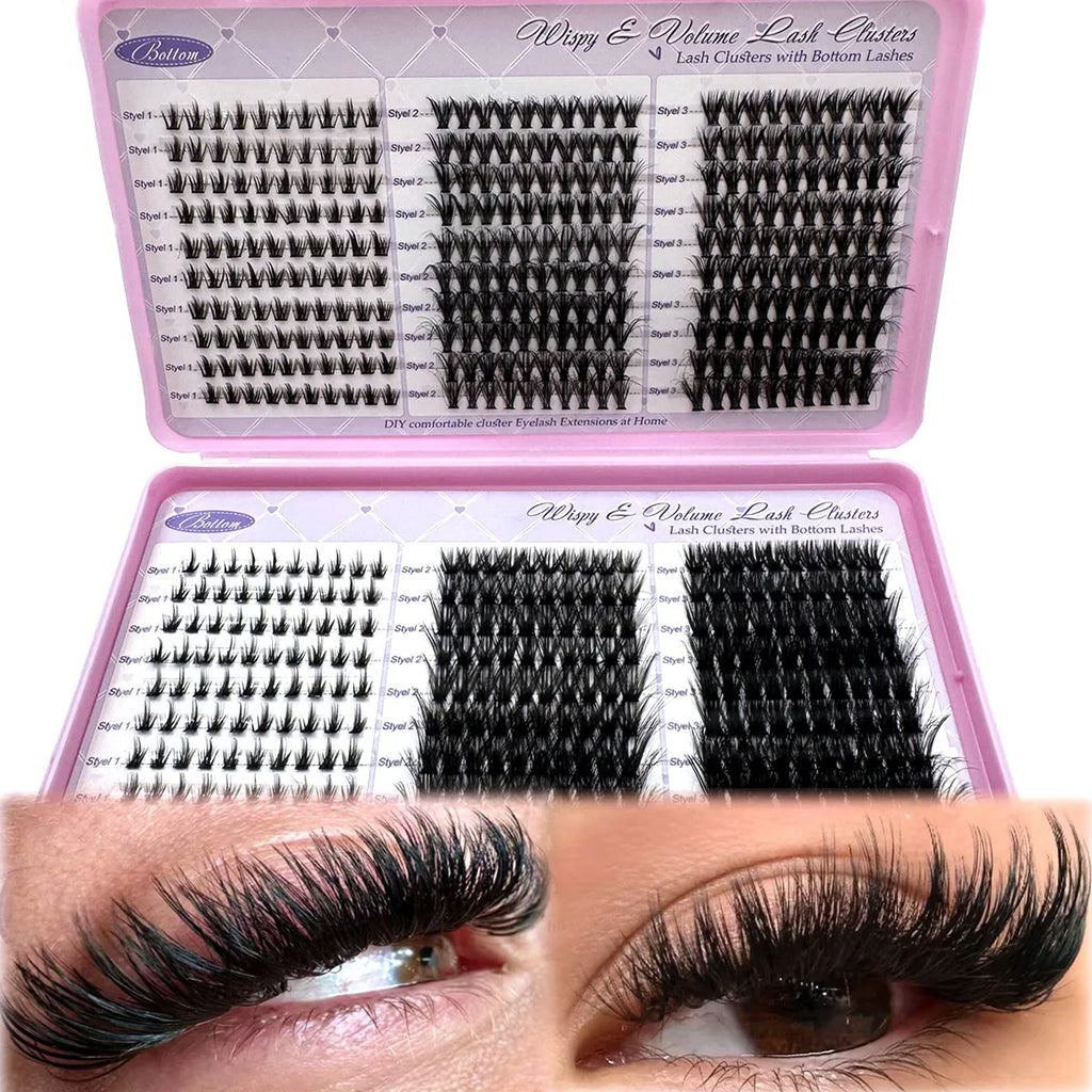 UMIRYAO New 640 Cluster Lashes Kit Thick Eyelash Extension Kit Volume Mixed Tray Faux Mink Lashes Lash Extension Makeup