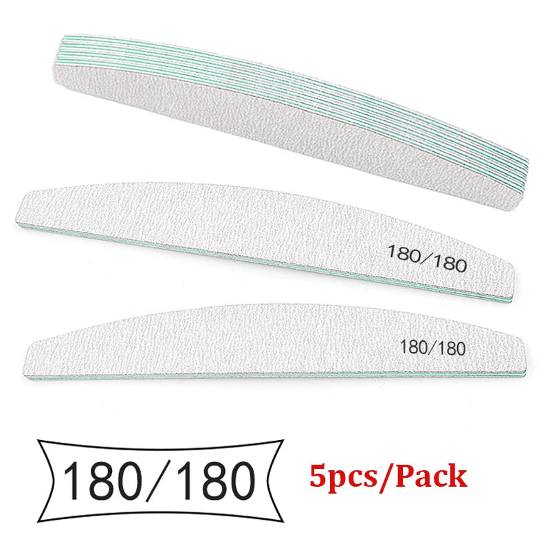 5/25Pcs/Lot Nail File Mix Color 80/100/150/180/240 Grit Professional Sandpaper Cuticle Remover Buffer Files Manicure Tool Set