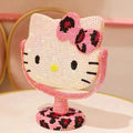 Hello Kitty Vanity Mirror Cartoon Shiny Rhinestones Beauty Handheld Mirror Diamond Pink Girls Flip Girlfriend Birthday Gift Toy
