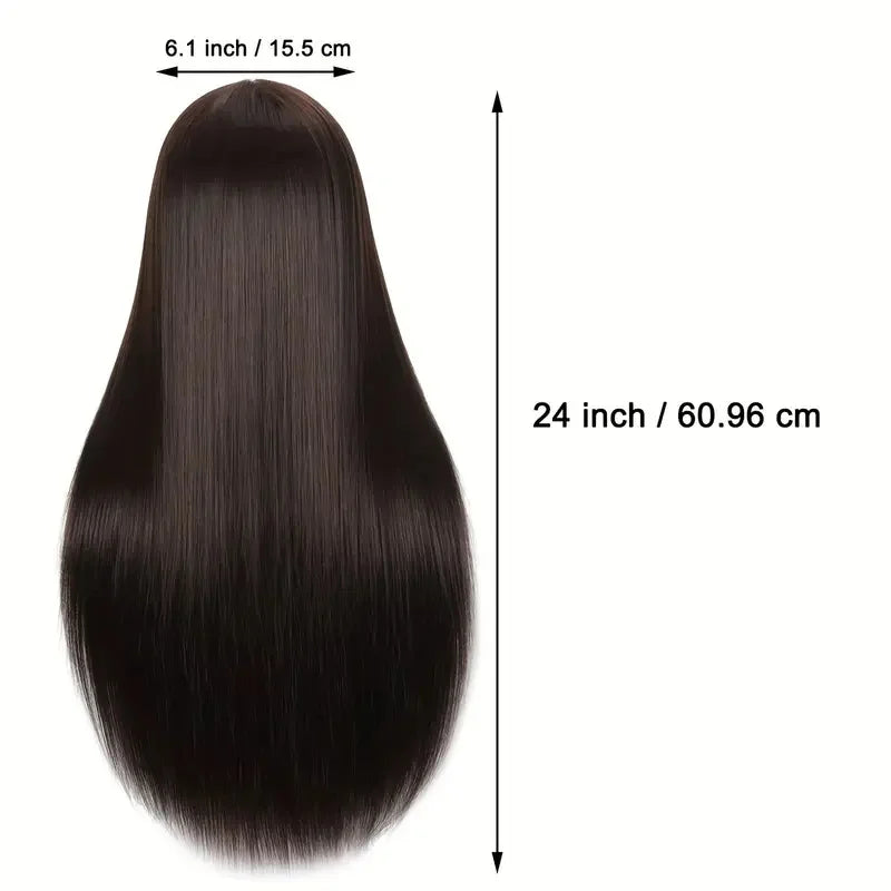 24 Inch Mannequin Head, Cosmetology Manikin Practice Doll Head With Synthetic Hair, Braiding Hairdressing Head For Hair Styling