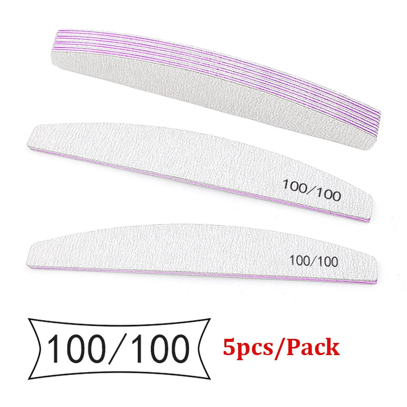 5/25Pcs/Lot Nail File Mix Color 80/100/150/180/240 Grit Professional Sandpaper Cuticle Remover Buffer Files Manicure Tool Set