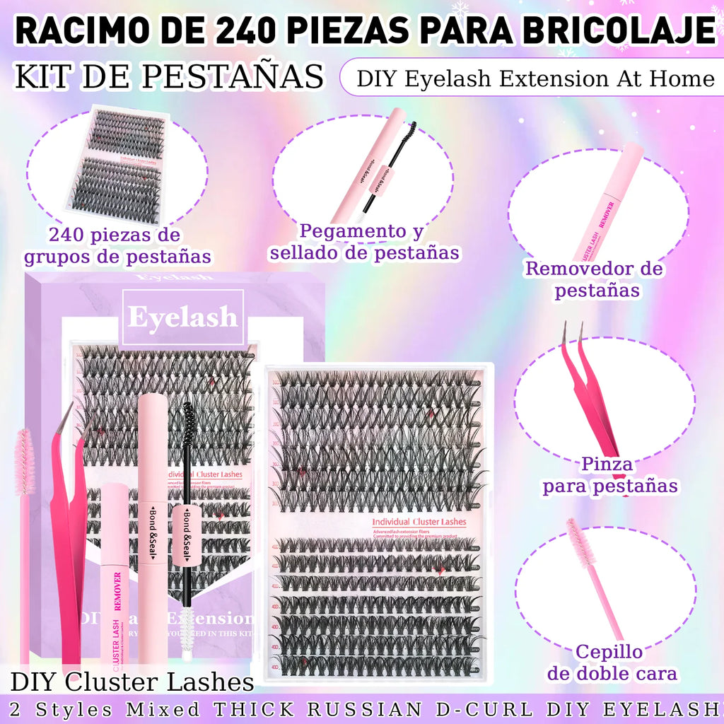 30D 40D Eyelash Clusters Kit Thick Individual Lashes Lash Bond And Seal And Remover Faux Mink Lashes Eyelash Extension DIY