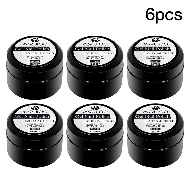 MSRUIOO 10ml Clear Solid Nail Tips Gel Long Lasting Bubble-free UV/LED Building Gel for Nails Home Salon Manicure DIY Design