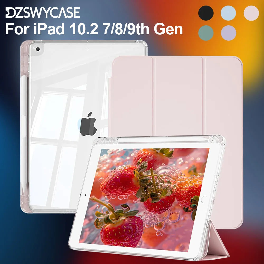 For iPad 9th/8th/7th Generation 10.2 Case (2021/2020/2019) iPad 10.2-Inch Case with Pencil Holder Sleep/Wake Protective Cover