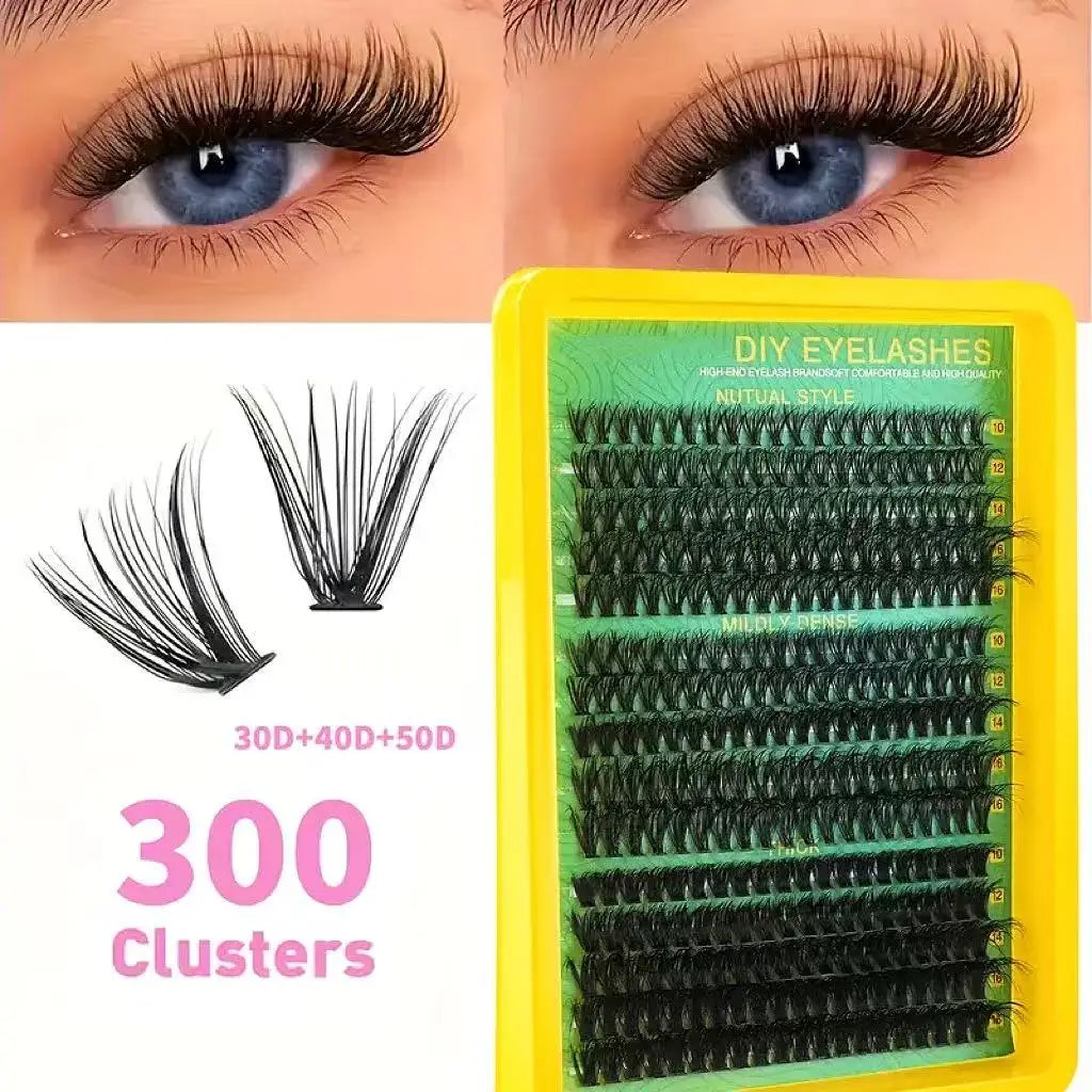 Cloison Lash Clusters 30D + 40D + 50D - 300 pieces of eyelash clusters 10 - 18mm D curly clusters - thick eyelash clusters