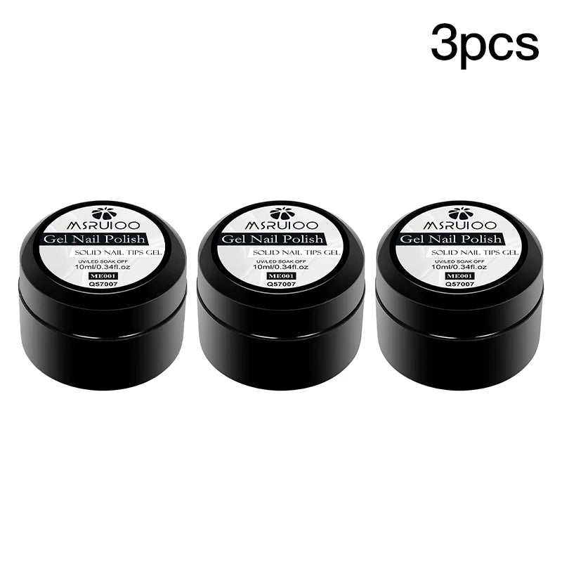 MSRUIOO 10ml Clear Solid Nail Tips Gel Long Lasting Bubble-free UV/LED Building Gel for Nails Home Salon Manicure DIY Design