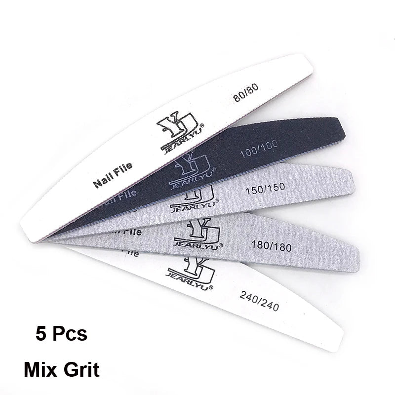 5/25Pcs/Lot Nail File Mix Color 80/100/150/180/240 Grit Professional Sandpaper Cuticle Remover Buffer Files Manicure Tool Set