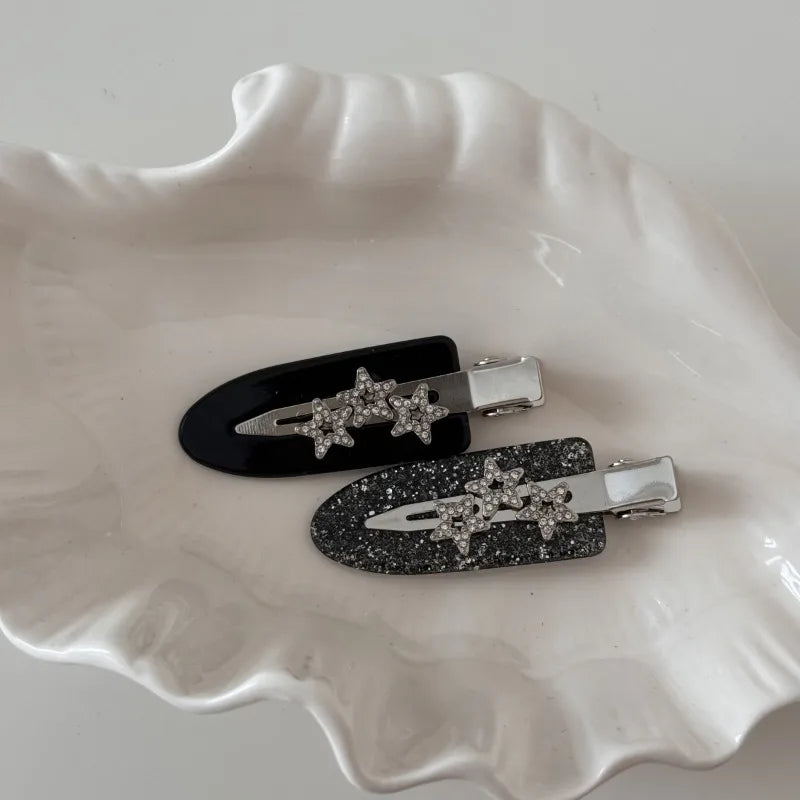 Flash diamond star barrettes seamless hair clip retro fashion bangs hairpin hair accessories acetic acid makeup