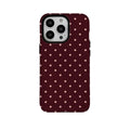 Ins Brown Red Polka Dots Phone Case for IPHONE 16 15PRO MAX 14 PLUS 13 12 MINI 11 Acrylic TPU Two in One Magnetic Phone Cases