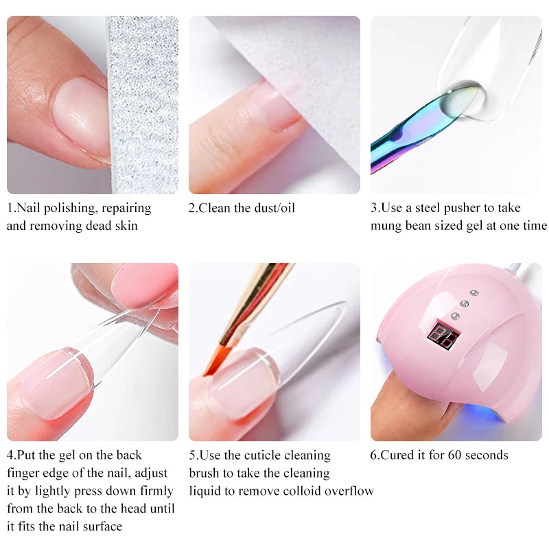 MSRUIOO 10ml Clear Solid Nail Tips Gel Long Lasting Bubble-free UV/LED Building Gel for Nails Home Salon Manicure DIY Design